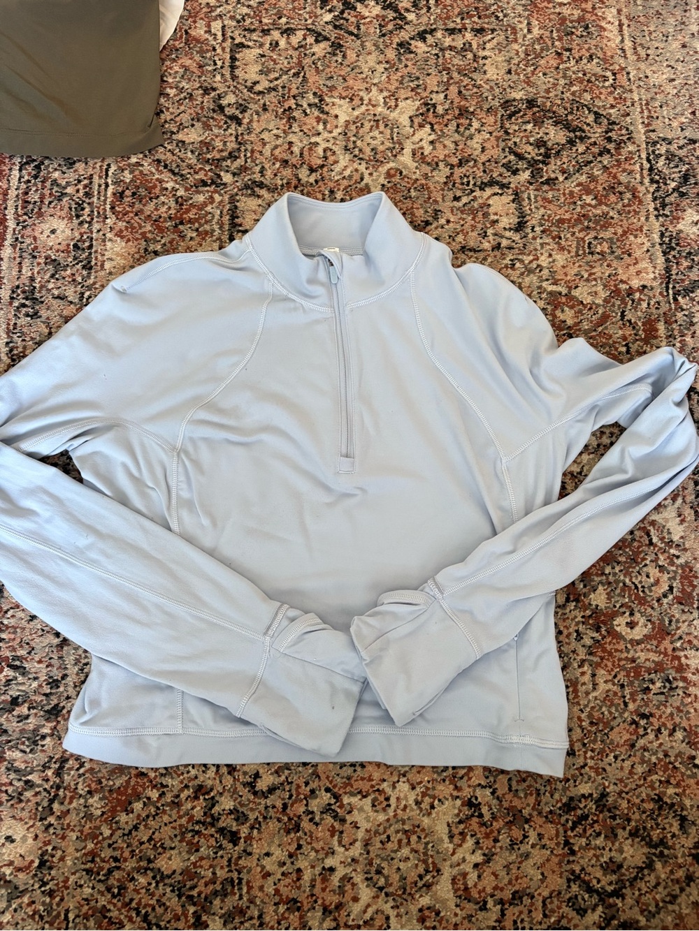 lululemon athletica Light Blue Half-Zip Cowl Pullover